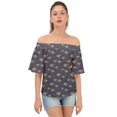 Sushi Pattern Off Shoulder Short Sleeve Top