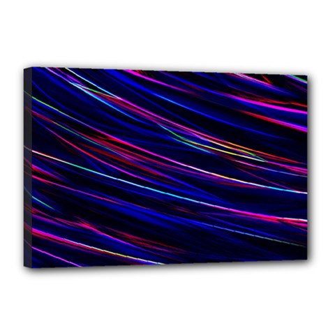 Nightlife Neon Techno Black Lamp Motion Green Street Dark Blurred Move Abstract Velocity Evening Tim Canvas 18  X 12  (stretched) by Vaneshart