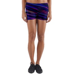 Nightlife Neon Techno Black Lamp Motion Green Street Dark Blurred Move Abstract Velocity Evening Tim Yoga Shorts by Vaneshart