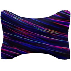 Nightlife Neon Techno Black Lamp Motion Green Street Dark Blurred Move Abstract Velocity Evening Tim Seat Head Rest Cushion by Vaneshart