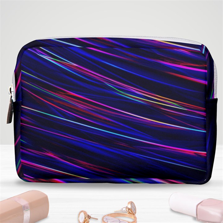 Nightlife Neon Techno Black Lamp Motion Green Street Dark Blurred Move Abstract Velocity Evening Tim Make Up Pouch (Medium)