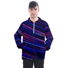 Nightlife Neon Techno Black Lamp Motion Green Street Dark Blurred Move Abstract Velocity Evening Tim Men s Half Zip Pullover by Vaneshart