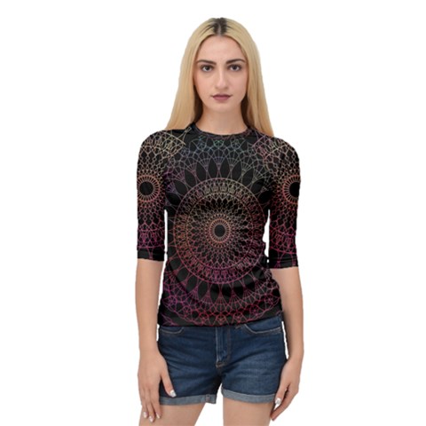 Mandala Fractal Pattern Quarter Sleeve Raglan Tee by Vaneshart