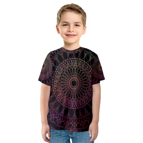 Mandala Fractal Pattern Kids  Sport Mesh Tee by Vaneshart