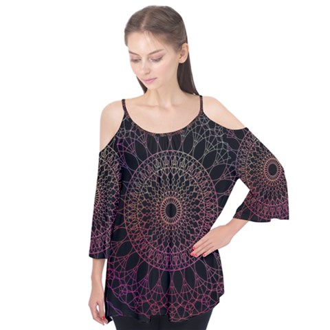 Mandala Fractal Pattern Flutter Tees by Vaneshart