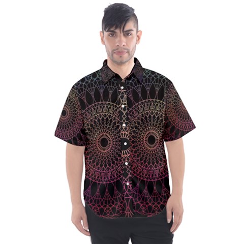 Mandala Fractal Pattern Men s Short Sleeve Shirt by Vaneshart