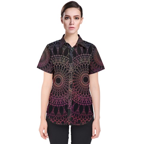 Mandala Fractal Pattern Women s Short Sleeve Shirt by Vaneshart