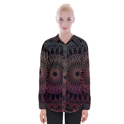 Mandala Fractal Pattern Womens Long Sleeve Shirt by Vaneshart