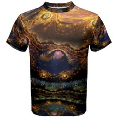 Fractal Cg Computer Graphics Sphere Fractal Art Water Organism Macro Photography Art Space Earth  Men s Cotton Tee by Vaneshart