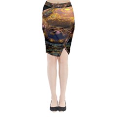 Fractal Cg Computer Graphics Sphere Fractal Art Water Organism Macro Photography Art Space Earth  Midi Wrap Pencil Skirt by Vaneshart