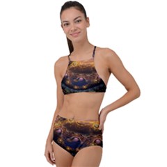 Fractal Cg Computer Graphics Sphere Fractal Art Water Organism Macro Photography Art Space Earth  High Waist Tankini Set by Vaneshart