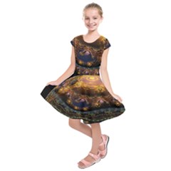 Fractal Cg Computer Graphics Sphere Fractal Art Water Organism Macro Photography Art Space Earth  Kids  Short Sleeve Dress by Vaneshart