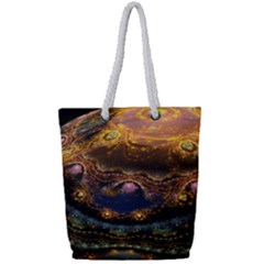 Fractal Cg Computer Graphics Sphere Fractal Art Water Organism Macro Photography Art Space Earth  Full Print Rope Handle Tote (small) by Vaneshart