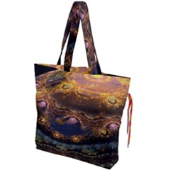 Fractal Cg Computer Graphics Sphere Fractal Art Water Organism Macro Photography Art Space Earth  Drawstring Tote Bag by Vaneshart