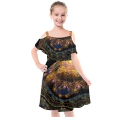 Fractal Cg Computer Graphics Sphere Fractal Art Water Organism Macro Photography Art Space Earth  Kids  Cut Out Shoulders Chiffon Dress by Vaneshart