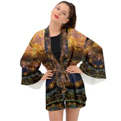 Fractal Cg Computer Graphics Sphere Fractal Art Water Organism Macro Photography Art Space Earth  Long Sleeve Kimono by Vaneshart