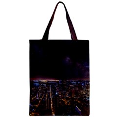 Light Sky Skyline Night Star Milky Way Cosmos Spiral City Skyscraper Urban Cityscape Dark San Franci Zipper Classic Tote Bag by Vaneshart