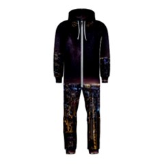 Light Sky Skyline Night Star Milky Way Cosmos Spiral City Skyscraper Urban Cityscape Dark San Franci Hooded Jumpsuit (kids) by Vaneshart