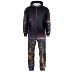 Light Sky Skyline Night Star Milky Way Cosmos Spiral City Skyscraper Urban Cityscape Dark San Franci Hooded Jumpsuit (men)  by Vaneshart