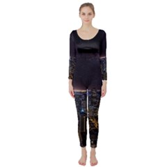 Light Sky Skyline Night Star Milky Way Cosmos Spiral City Skyscraper Urban Cityscape Dark San Franci Long Sleeve Catsuit by Vaneshart