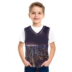 Light Sky Skyline Night Star Milky Way Cosmos Spiral City Skyscraper Urban Cityscape Dark San Franci Kids  Sportswear by Vaneshart