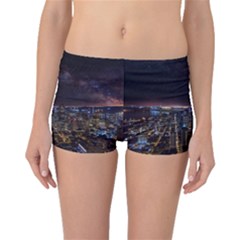 Light Sky Skyline Night Star Milky Way Cosmos Spiral City Skyscraper Urban Cityscape Dark San Franci Boyleg Bikini Bottoms by Vaneshart