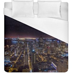 Light Sky Skyline Night Star Milky Way Cosmos Spiral City Skyscraper Urban Cityscape Dark San Franci Duvet Cover (king Size) by Vaneshart