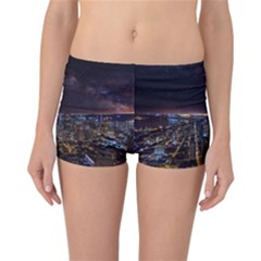 Light Sky Skyline Night Star Milky Way Cosmos Spiral City Skyscraper Urban Cityscape Dark San Franci Reversible Boyleg Bikini Bottoms by Vaneshart