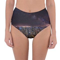 Light Sky Skyline Night Star Milky Way Cosmos Spiral City Skyscraper Urban Cityscape Dark San Franci Reversible High-waist Bikini Bottoms by Vaneshart