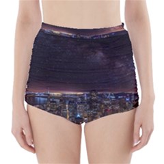 Light Sky Skyline Night Star Milky Way Cosmos Spiral City Skyscraper Urban Cityscape Dark San Franci High-waisted Bikini Bottoms by Vaneshart