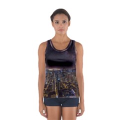 Light Sky Skyline Night Star Milky Way Cosmos Spiral City Skyscraper Urban Cityscape Dark San Franci Sport Tank Top  by Vaneshart