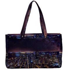 Light Sky Skyline Night Star Milky Way Cosmos Spiral City Skyscraper Urban Cityscape Dark San Franci Canvas Work Bag by Vaneshart