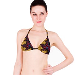 Creative Abstract Structure Texture Flower Pattern Black Material Textile Art Colors Design  Bikini Top by Vaneshart