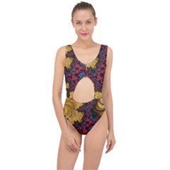 Creative Abstract Structure Texture Flower Pattern Black Material Textile Art Colors Design  Center Cut Out Swimsuit by Vaneshart