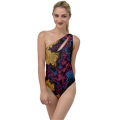 Creative Abstract Structure Texture Flower Pattern Black Material Textile Art Colors Design  To One Side Swimsuit by Vaneshart