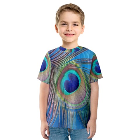 Nature Bird Wing Texture Animal Male Wildlife Decoration Pattern Line Green Color Blue Colorful Kids  Sport Mesh Tee by Vaneshart