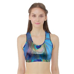 Nature Bird Wing Texture Animal Male Wildlife Decoration Pattern Line Green Color Blue Colorful Sports Bra With Border by Vaneshart