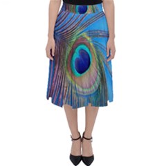 Nature Bird Wing Texture Animal Male Wildlife Decoration Pattern Line Green Color Blue Colorful Classic Midi Skirt by Vaneshart