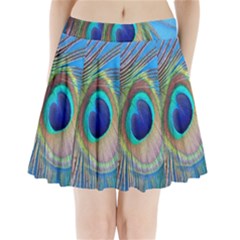 Nature Bird Wing Texture Animal Male Wildlife Decoration Pattern Line Green Color Blue Colorful Pleated Mini Skirt by Vaneshart