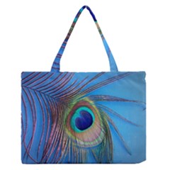 Nature Bird Wing Texture Animal Male Wildlife Decoration Pattern Line Green Color Blue Colorful Zipper Medium Tote Bag by Vaneshart