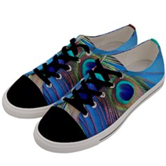 Nature Bird Wing Texture Animal Male Wildlife Decoration Pattern Line Green Color Blue Colorful Men s Low Top Canvas Sneakers by Vaneshart