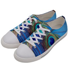 Nature Bird Wing Texture Animal Male Wildlife Decoration Pattern Line Green Color Blue Colorful Women s Low Top Canvas Sneakers by Vaneshart