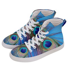 Nature Bird Wing Texture Animal Male Wildlife Decoration Pattern Line Green Color Blue Colorful Men s Hi-top Skate Sneakers by Vaneshart