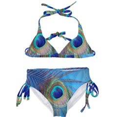 Nature Bird Wing Texture Animal Male Wildlife Decoration Pattern Line Green Color Blue Colorful Kids  Classic Bikini Set by Vaneshart