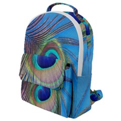 Nature Bird Wing Texture Animal Male Wildlife Decoration Pattern Line Green Color Blue Colorful Flap Pocket Backpack (small) by Vaneshart