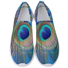 Nature Bird Wing Texture Animal Male Wildlife Decoration Pattern Line Green Color Blue Colorful Men s Slip On Sneakers by Vaneshart