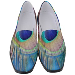 Nature Bird Wing Texture Animal Male Wildlife Decoration Pattern Line Green Color Blue Colorful Women s Classic Loafer Heels by Vaneshart