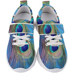 Nature Bird Wing Texture Animal Male Wildlife Decoration Pattern Line Green Color Blue Colorful Kids  Velcro Strap Shoes by Vaneshart