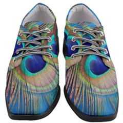 Nature Bird Wing Texture Animal Male Wildlife Decoration Pattern Line Green Color Blue Colorful Women Heeled Oxford Shoes by Vaneshart