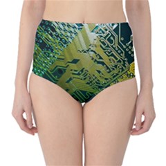 Laptop Computer Technology Leaf Line Green Biology Communication Electronics Illustration Informatio Classic High-waist Bikini Bottoms by Vaneshart